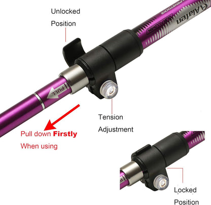 A ALAFEN Aluminum Collapsible Ultralight Travel Trekking Hiking Pole for Men and Women