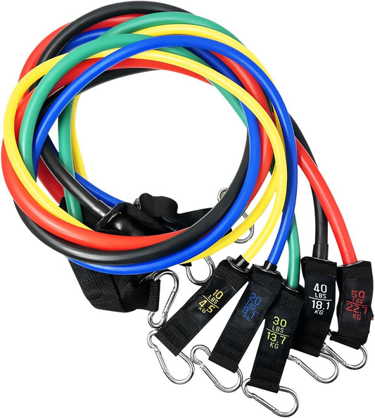 EverEpic Complete Workout Set: Resistance Bands with Handles, Exercise Bands for Flexibility, Weighted Arm Weights, Ankle Cable Straps, Unisex Sweat Bands - Perfect Home Exercising Equipment
