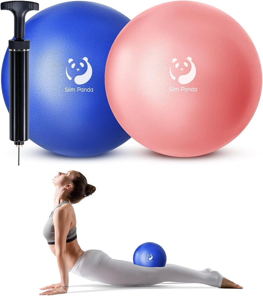 Slim Panda Pilates Ball 9 Inch with Air Pump, Non-Slip Small Exercise Ball for Yoga, Core Workouts, Strength Training & Home Gym