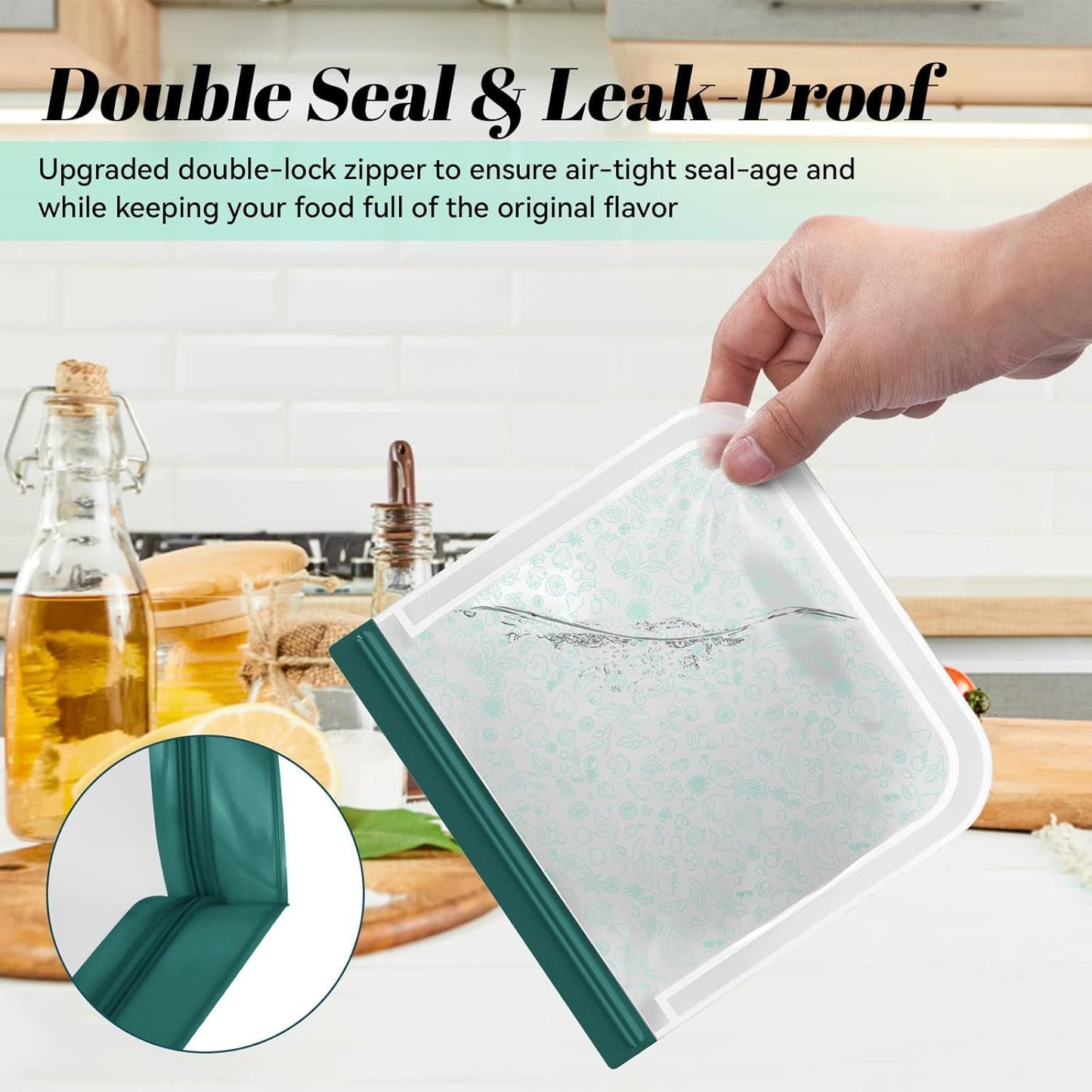 8-Pack Reusable Freezer Bags Silicone, Reusable Sandwich Bags and Reusable Snack Bags for Kids Travel/Home Organization, Reusable Food Storage Bags/BPA Free