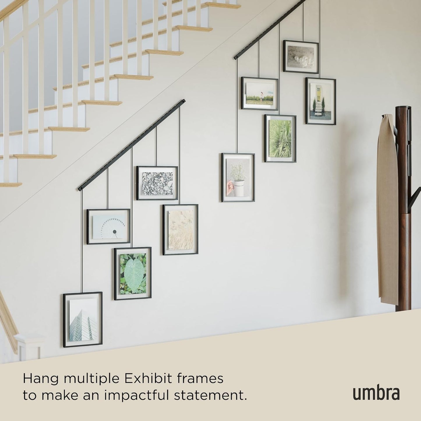 Umbra Exhibit Picture Frame Gallery Set (Holds Two 4 x 6 inch and Three 5x7 inch Images), 11x14 (Floats 8-1/2x11), Black