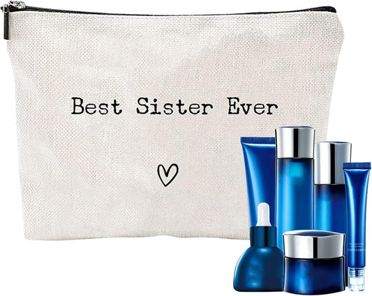 Travel Toiletry Bag for Sister | Best Sister Ever Organizer | Portable Travel Toiletries Hygiene Bag, Funny Makeup Cosmetic Bag Guanglu