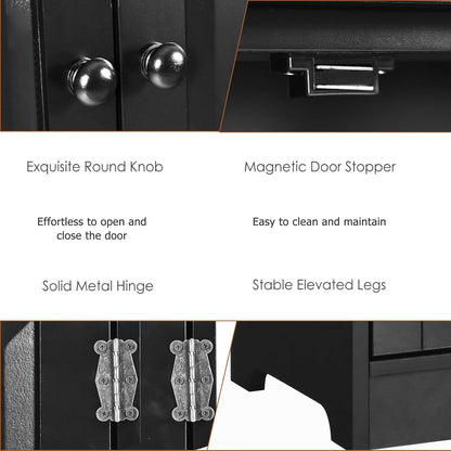 KOMFOTTEU Tall Wooden Wardrobe, Vertical Wardrobe with Adjustable Shelves, Sideboard Organizer with Anti-tipping Device, Furniture for Bedroom, Bathroom, Living Room, 58.5 x 32 x 123 cm (Black)