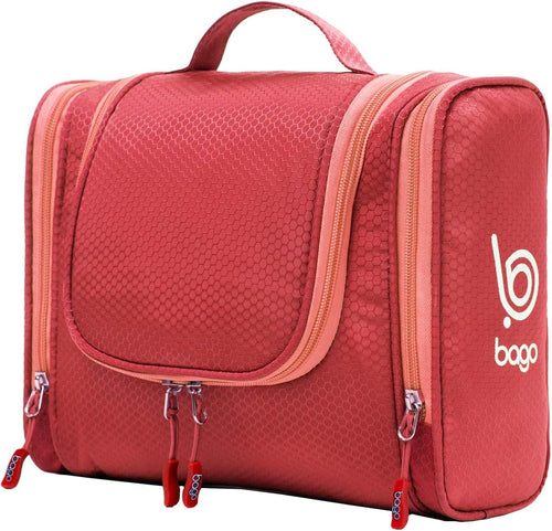 Bago Travel Toiletry Bag for Women and Men - Large Waterproof Hanging Large Toiletry Bag for Bathroom and Travel Bag for Toiletries Organizer -Travel Makeup Bag (Red)