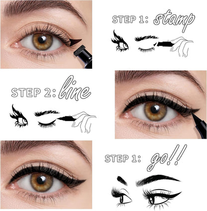 KIMUSE Winged Eyeliner Stamp, Eyeliner Pens for Perfect Wing Cat Eye Stamp Eyeliner Waterproof Smudge Proof, Long Lasting Eye Makeup Liquid Eye Liner (BLACK)
