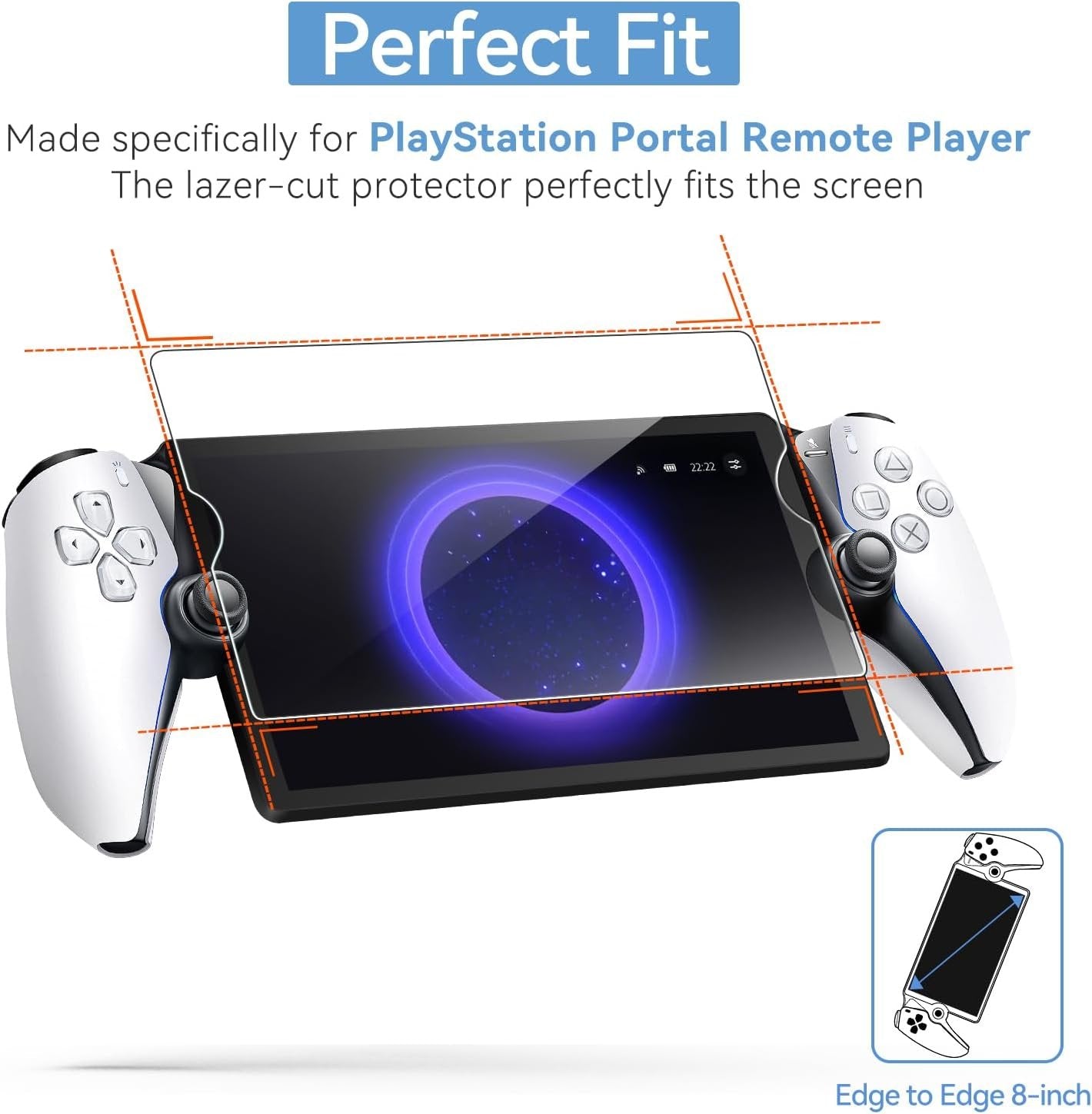 ivoler [2 Pack]Screen Protector Tempered Glass for PlayStation Portal Remote Player Handheld 8 inch 2023, Transparent HD Clear Anti-Scratch Screen Protector for PlayStation Portal PS5 Handheld