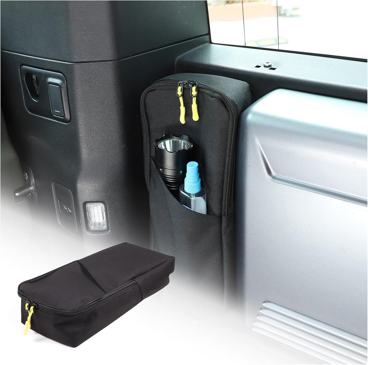 PIUGILH Rear Trunk Side Storage Organizer Bag Compatible with Land Rover Defender 90 110 130 2020-2024 Accessories, Interior Trunk Storage Organizer,Black