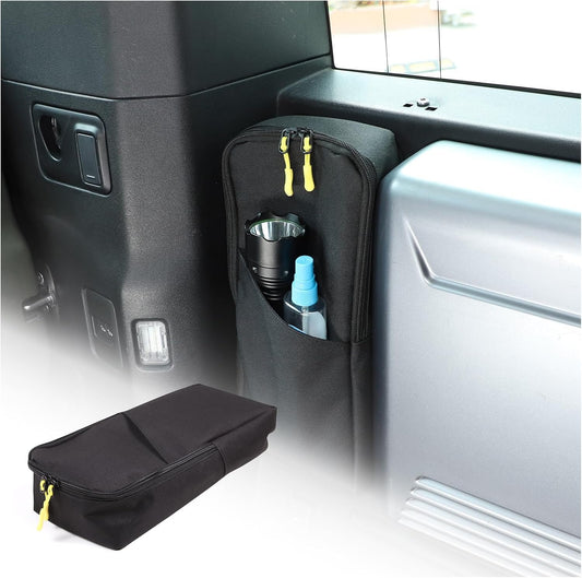 PIUGILH Rear Trunk Side Storage Organizer Bag Compatible with Land Rover Defender 90 110 130 2020-2024 Accessories, Interior Trunk Storage Organizer,Black