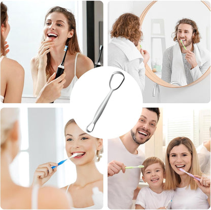 Tongue Scrubber, Stainless Steel Tongue Cleaner, Fan Shaped Oral Care Tool, Improve Hygiene, Ideal for Family, Adults, Bad Breath Remover, Teeth Health, 6.1 x 1.5 Inch
