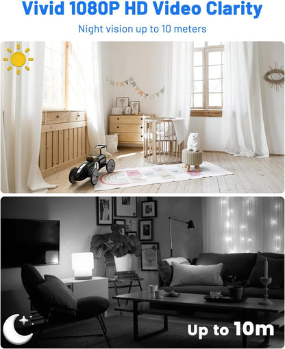 Wireless Security Camera WiFi, UCOCARE Home Security Camera Indoor, Longer Battery Life, 2MP/1080P Wire-Free Portable, Smart Human Detection, 160Â° Viewing Angle, 2-Way Talk, 10M Night Vision