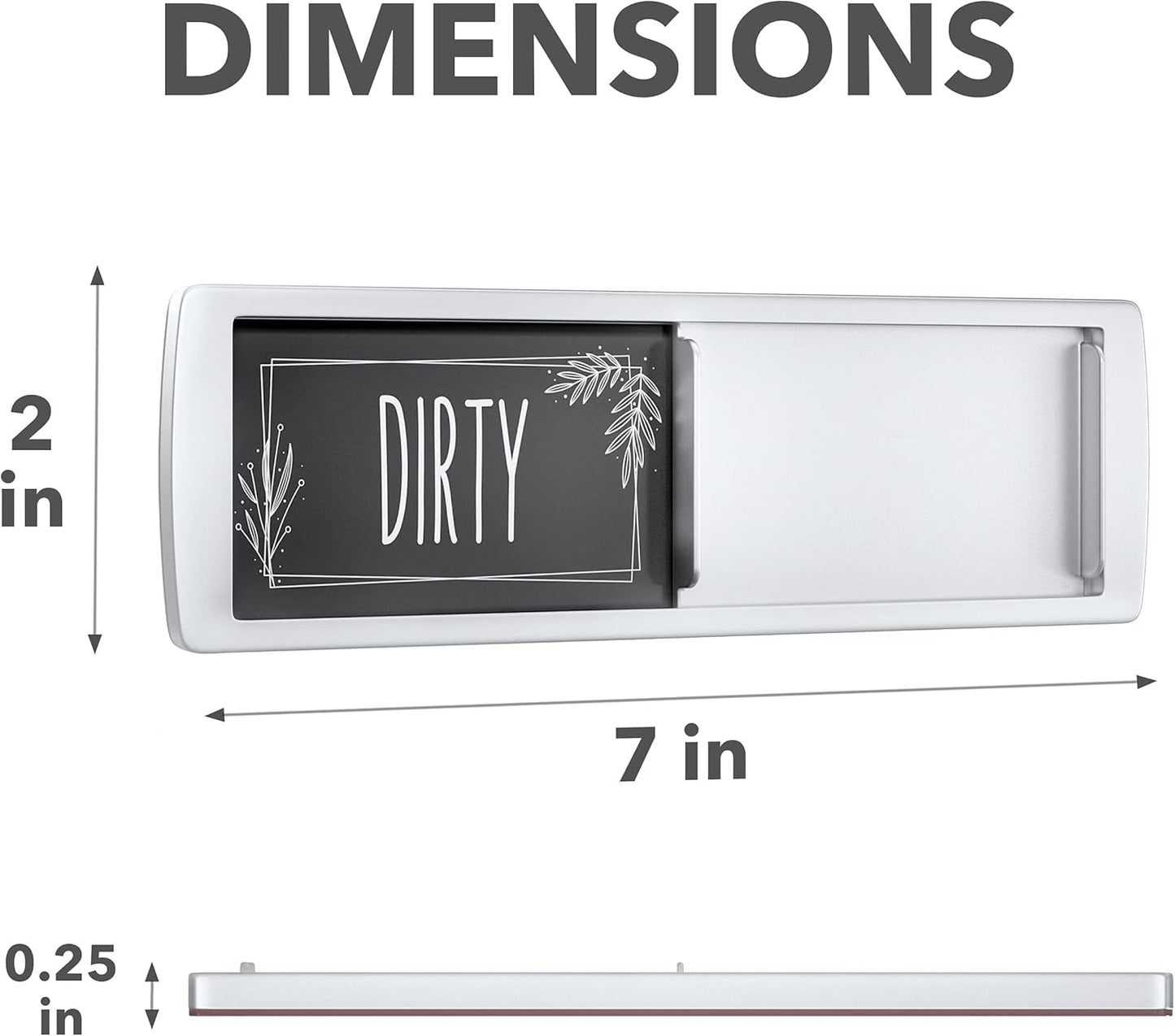 Stylish Dishwasher Magnet Clean Dirty Sign - 2 by 7 Inch - Ideal Clean Dirty Magnet for Dishwasher - Kitchen Organizer and Gadget - Nice Office, Home Farmhouse Decor