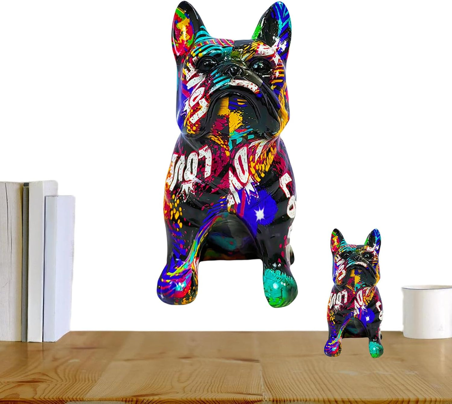 Tyinerc Figura da scrivania con bulldog francese, in resina, decorazione da scrivania, decorazione da tavolo, per soggiorno, camera da letto, mobile TV e desktop