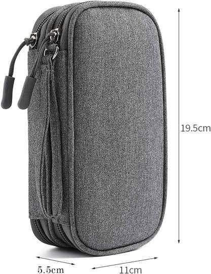 Double Layer Digital Accessory Storage Bag, Electronic Cable Organizer Bag, Multifunctional Travel Cable Organizer Bag, Electronic Accessories Case for Cables Adapters Chargers Wires Flash Disk (BK)