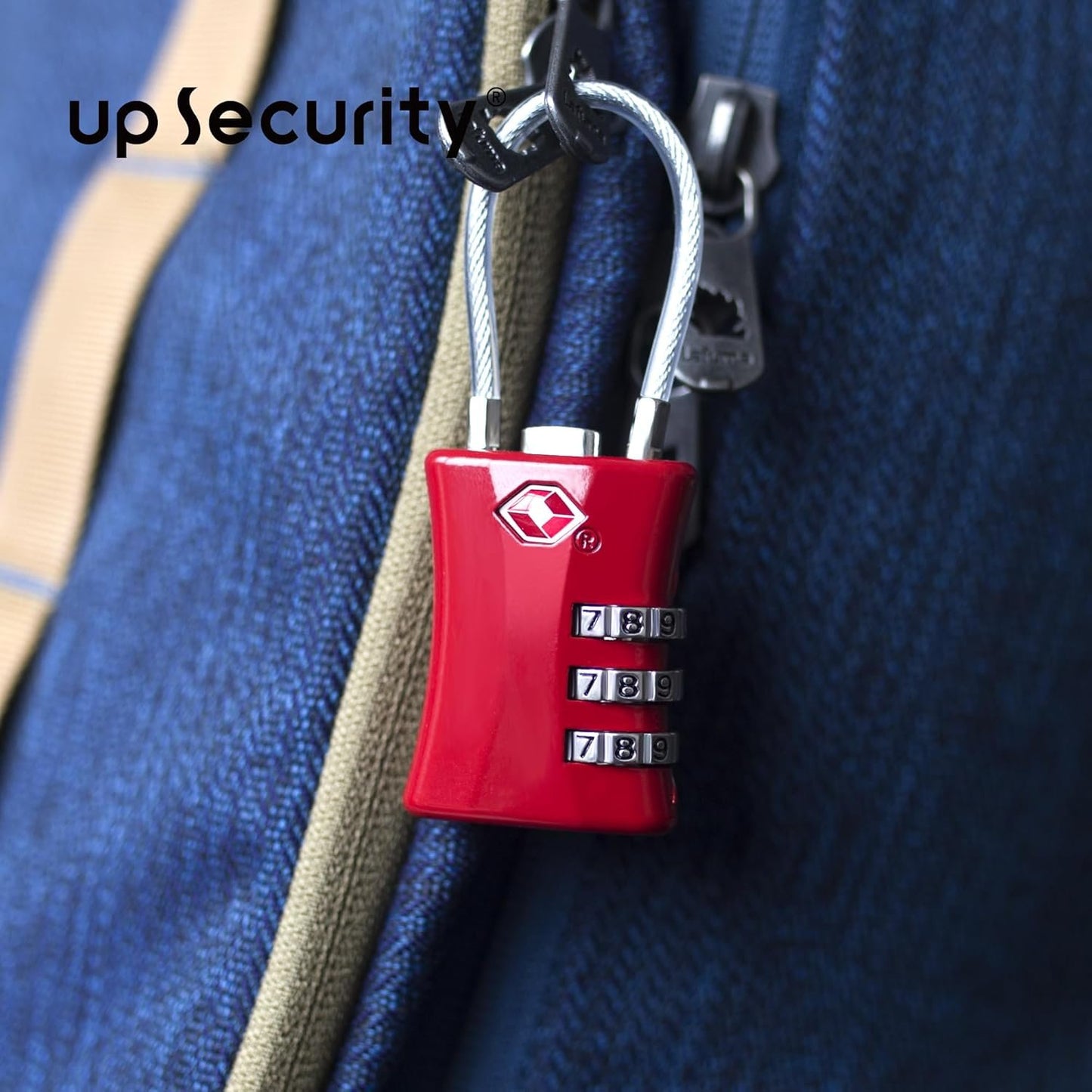 UP Security Suitcase Locks TSA Approved, Small Padlock Combination, TSA Locks for Luggage, Combo Travel Padlock with Code for Backpack, Gym Locker, Ammo Can (Black+Red), Black+Red, Modern