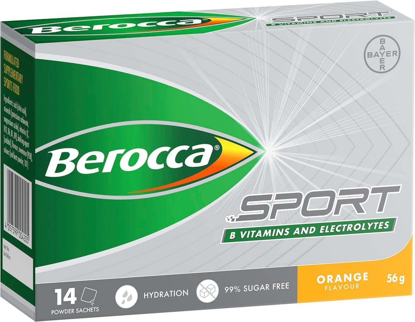 Berocca Sport Electrolyte Drink with B Vitamins & Minerals for Hydration & Nutritional Support During Exercise, Orange Flavour, 14 Pack Sachets