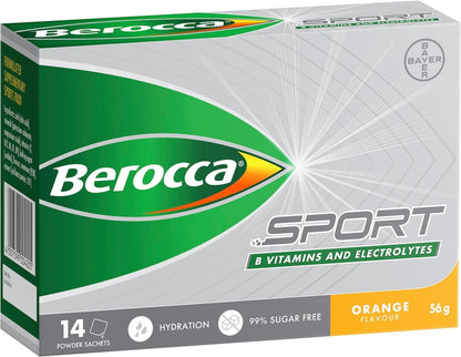 Berocca Sport Electrolyte Drink with B Vitamins & Minerals for Hydration & Nutritional Support During Exercise, Orange Flavour, 14 Pack Sachets