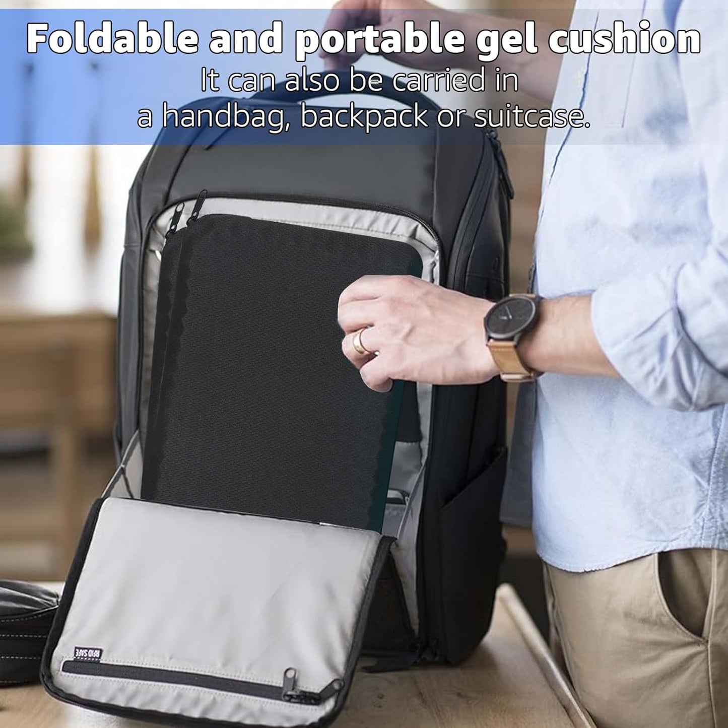Ketimos Gel Travel Seat Cushion – Portable Airplane Seat Cushion – Foldable Cushion for Airplane Seats, Camping, Bleachers, Flights, Commute