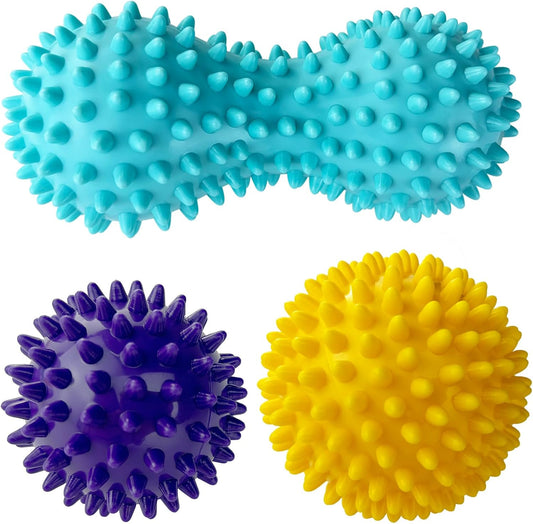 Nutabevr 3 Pieces Massage Ball Set Sports Stress Relief Self Massage Reflexology Trigger Point Massage Stress Exercise Muscle Recovery