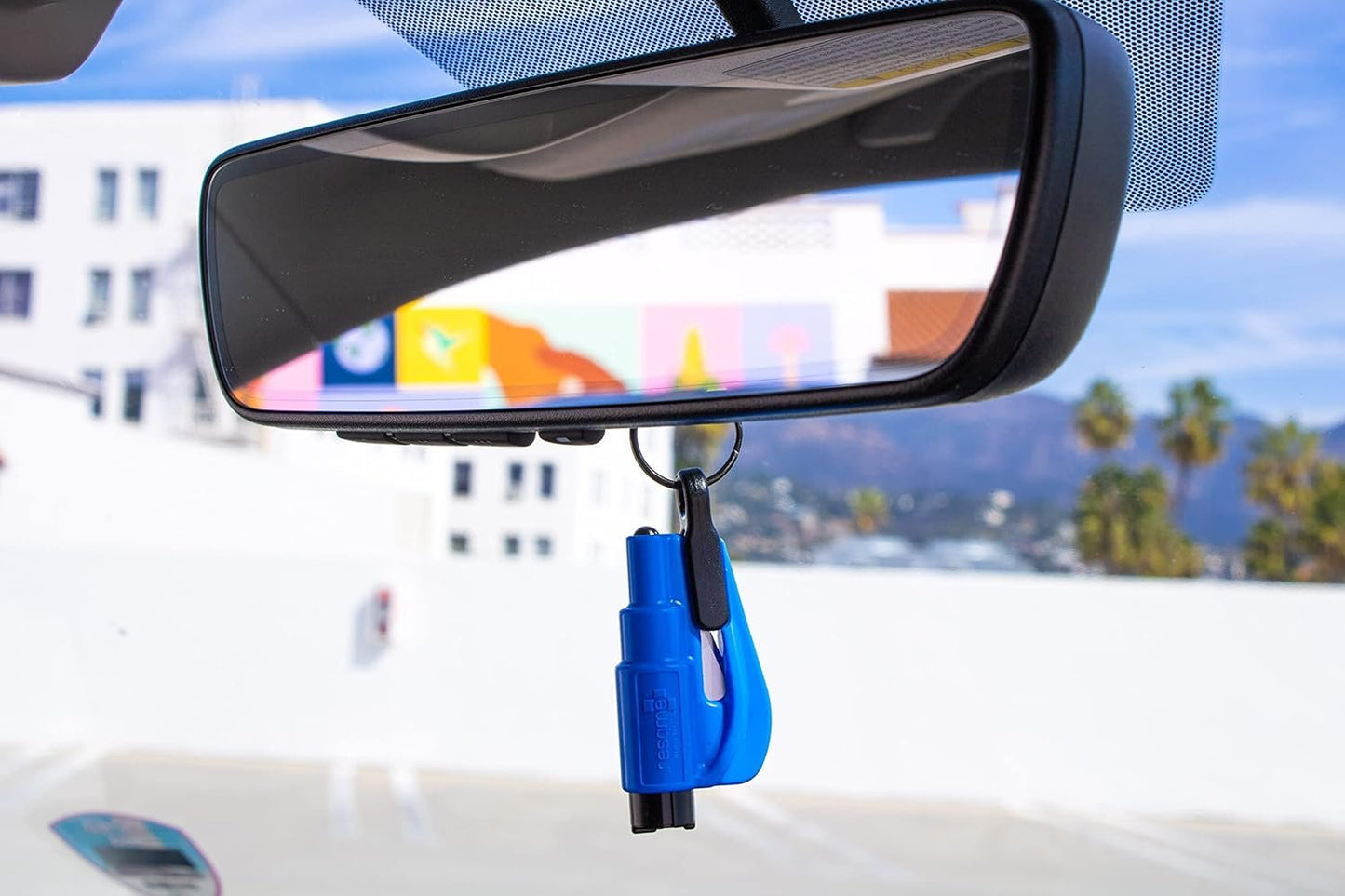 Resqme Accessory Pack The Original Emergency Keychain Car Escape Tool, 2-in-1 Seatbelt Cutter and Window Breaker, Made in USA With Visor Clip, Lanyard, Keyring and Cable Tie - Blue, Orange, Yellow