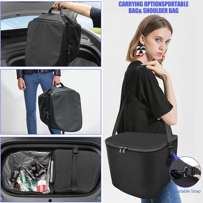 Car Frunk Cooler Organizer for Tesla Model Y 2017-2024 Insulation Cooler Bag Front Trunk Storage Organizers, Portable Waterproof Cooler Container with Adjustable Strip