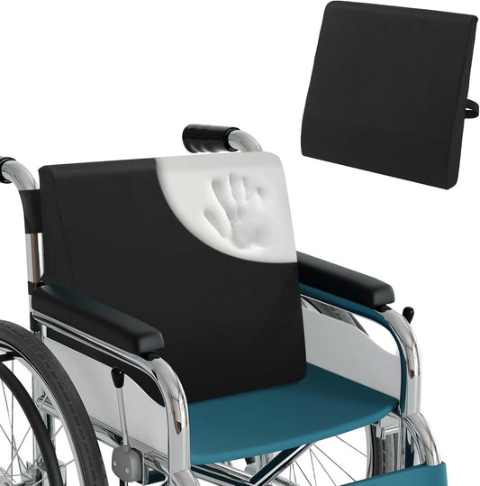 BALAPET Wheelchair Back Cushion,3.5’‘ Thick Wheelchair Cushions Ergonomic Design Foam Support Lumbar Pillow for Long Sitting Reduce Back Pressure Essential Wheelchair Accessory