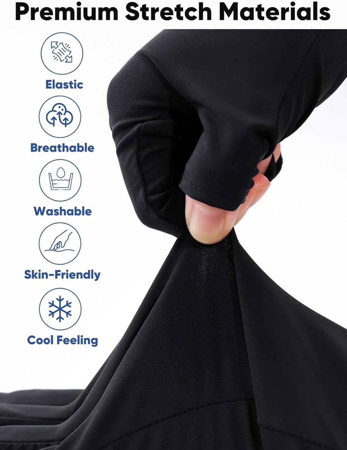ITADAKU 2 Pairs UV Gloves for Nails - UPF 50+ Anti UV Gloves for Gel Nail Lamp, Fingerless Gloves For Manicures Skin Care UV Protection Gloves For Women & Men(Black & White)