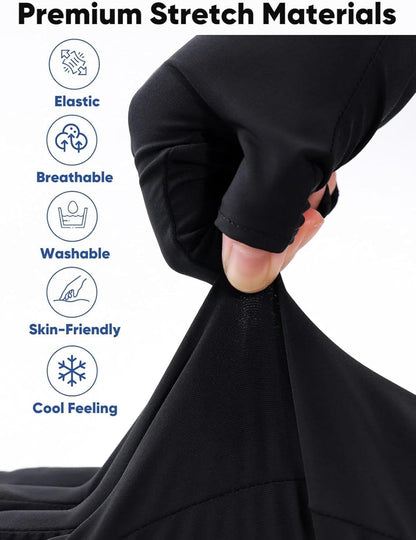 ITADAKU 2 Pairs UV Gloves for Nails - UPF 50+ Anti UV Gloves for Gel Nail Lamp, Fingerless Gloves For Manicures Skin Care UV Protection Gloves For Women & Men(Black & White)