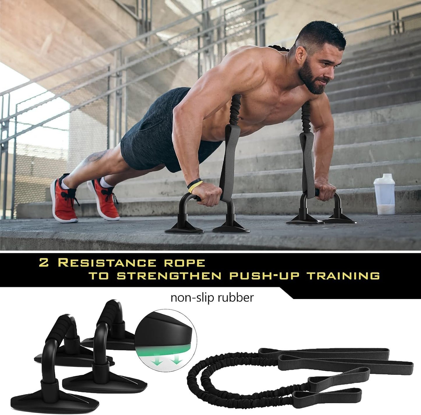 SUPFIT Ab Roller Wheel, 6 in 1 Ab Roller kit with Knee Pads, Push-Up Bars, Resistance Bands, Workout Poster, Workout Guide, Perfect Home Gym Equipment for Men Women Abdominal Exercise