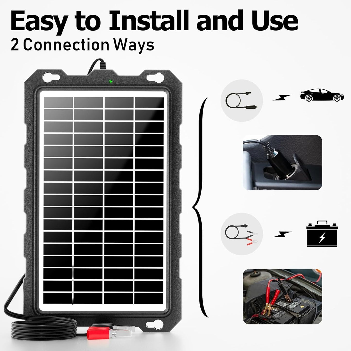 AOTHOTOP Solar Battery Maintainer, 9W Portable and High-Efficiency Solar Battery Charger 12 V Waterproof, Solar Panel Car Battery Charger for RV Motorcycle Boat Marine Trailer Tractor Snowmobile,etc.