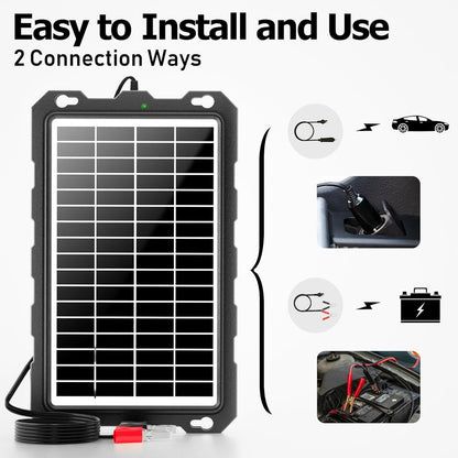 AOTHOTOP Solar Battery Maintainer, 9W Portable and High-Efficiency Solar Battery Charger 12 V Waterproof, Solar Panel Car Battery Charger for RV Motorcycle Boat Marine Trailer Tractor Snowmobile,etc.