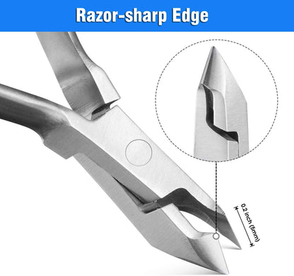 Cuticle Nippers and Cuticle Pusher Manicure Tools Set - Professional Stainless Steel Nail Cuticle Remover Cutter Clippers Tool for Gel Nail Art Fingernails Toenails, Spa