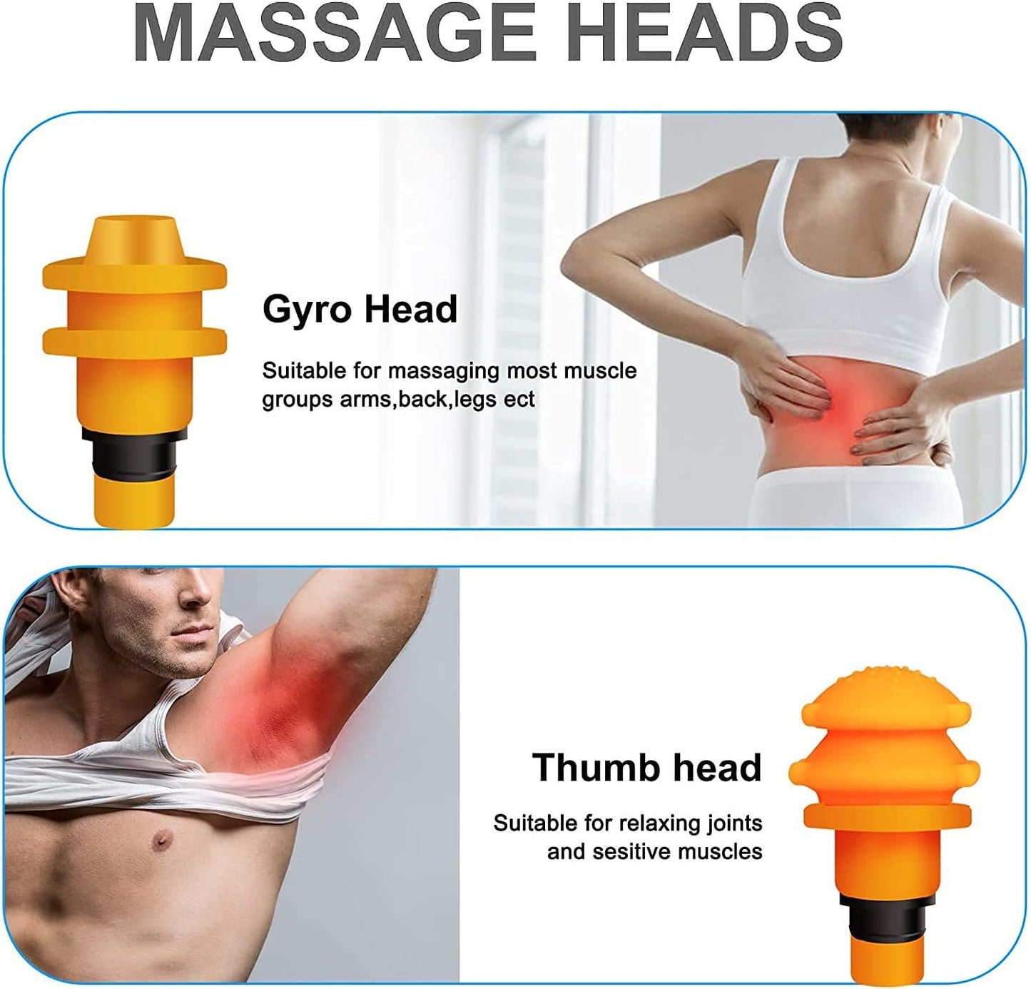 Massage Gun Heads for Hypervolt Go, Replaceable Massager Gun Attachment 8 Different Muscle Massager Heads Deep Tissue Percussion Plug and Play Salon Tools Home Pain Relief New Upgrade Massage Head