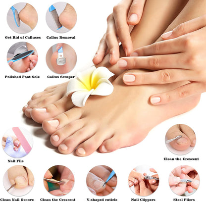 Manicure & Pedicure Kits - 23 in 1 Professional Pedicure Tools Stainless Steel Foot Care and Nail Tools Set, Foot File Foot Rasp Dead Skin Callus Remover Kit for Women Men Home Foot Care, Blue
