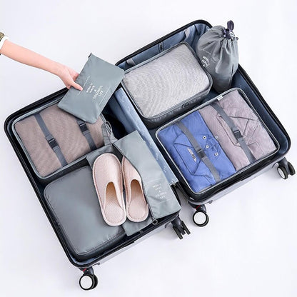 Kinyoda Suitcase Organizer, 12 Pieces Organizer Suitcase Set, Packing Cubes, Clothing Underwear Footwear Organizers Sacks Storage Suitcase Set, Organizer for Travel Holidays, (Grey)