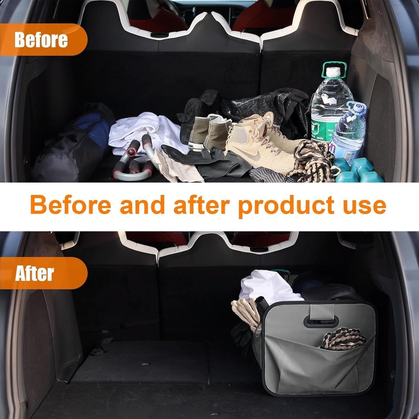 Car Trunk Organizer, Car Storage Box, Reinforced Handles, Collapsible Multi-Compartment, Foldable & Waterproof, 600D Oxford Polyester, Suitable for Any Car, SUV, Mini-Van