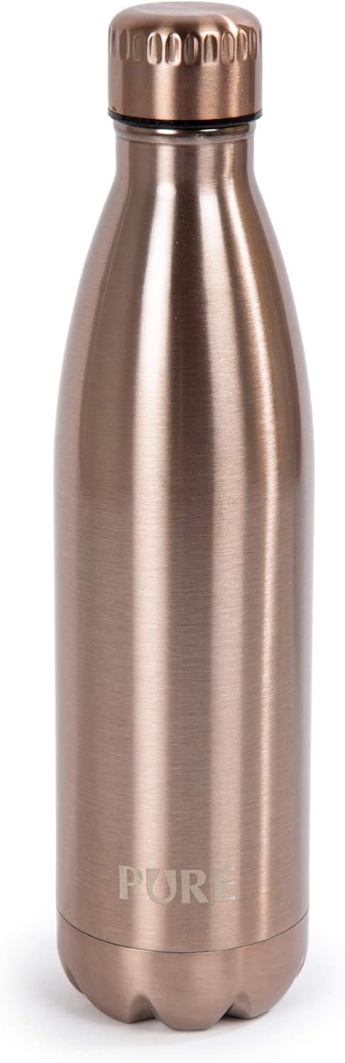 PURE Pure Premium-Quality 750ml Sports Large Stainless Steel Vacuum Insulated Metallic Water Bottle, 25 oz, Rose Gold