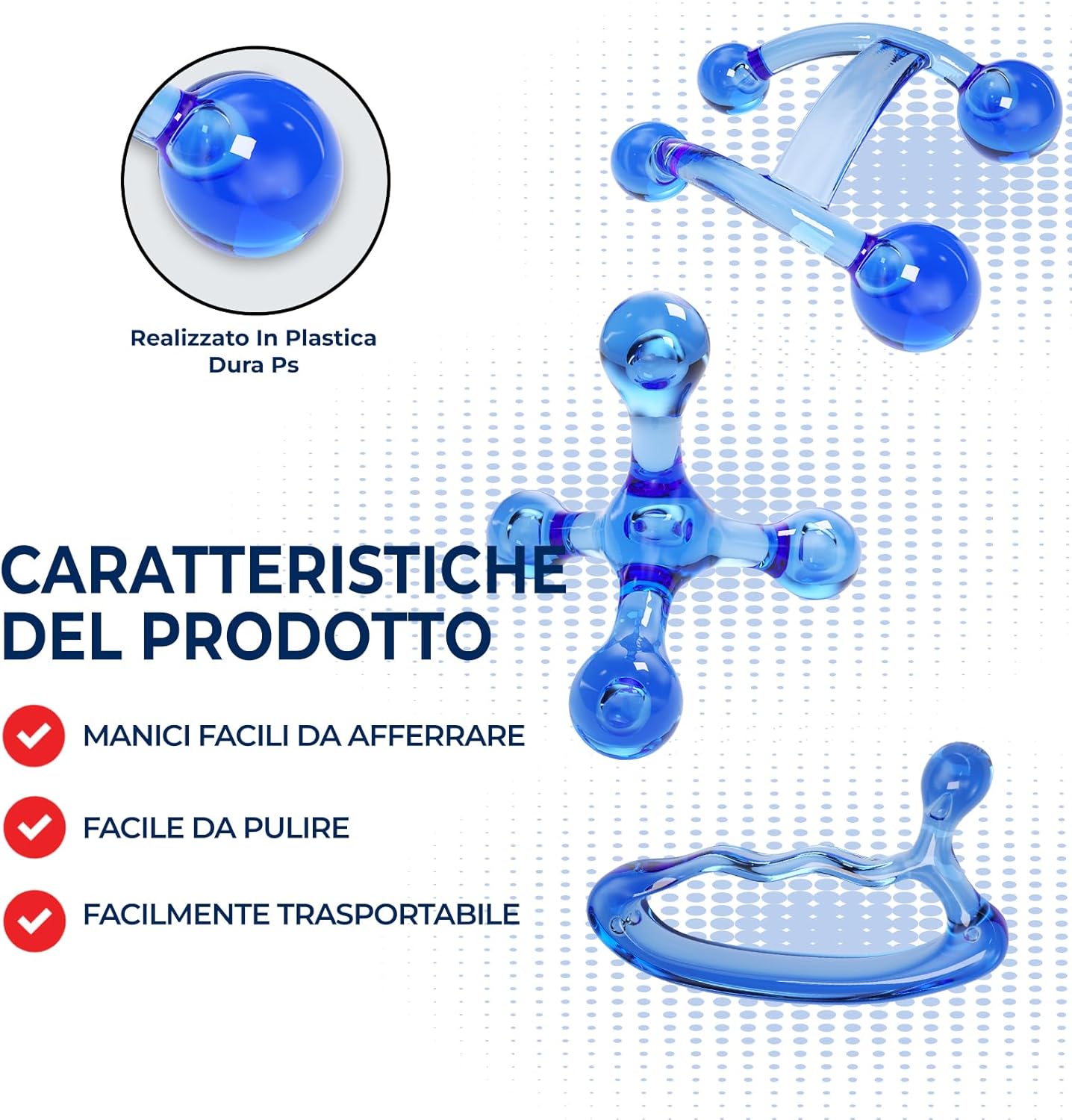 ResultSport - Massage Tool for Head, Feet and Body (Complete Set, 4 Ways, Double, Finger Massage)