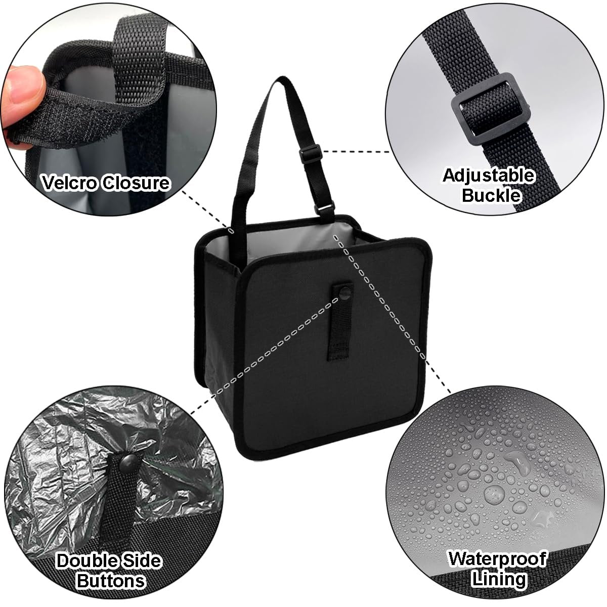 Foldable Car Trash Can HADEEONG Hanging Automotive Garbage Can Car Storage Can Car Trash Bag Waterproof Leakproof Trash Can Storage Bag Organizer for Car Interior Accessories