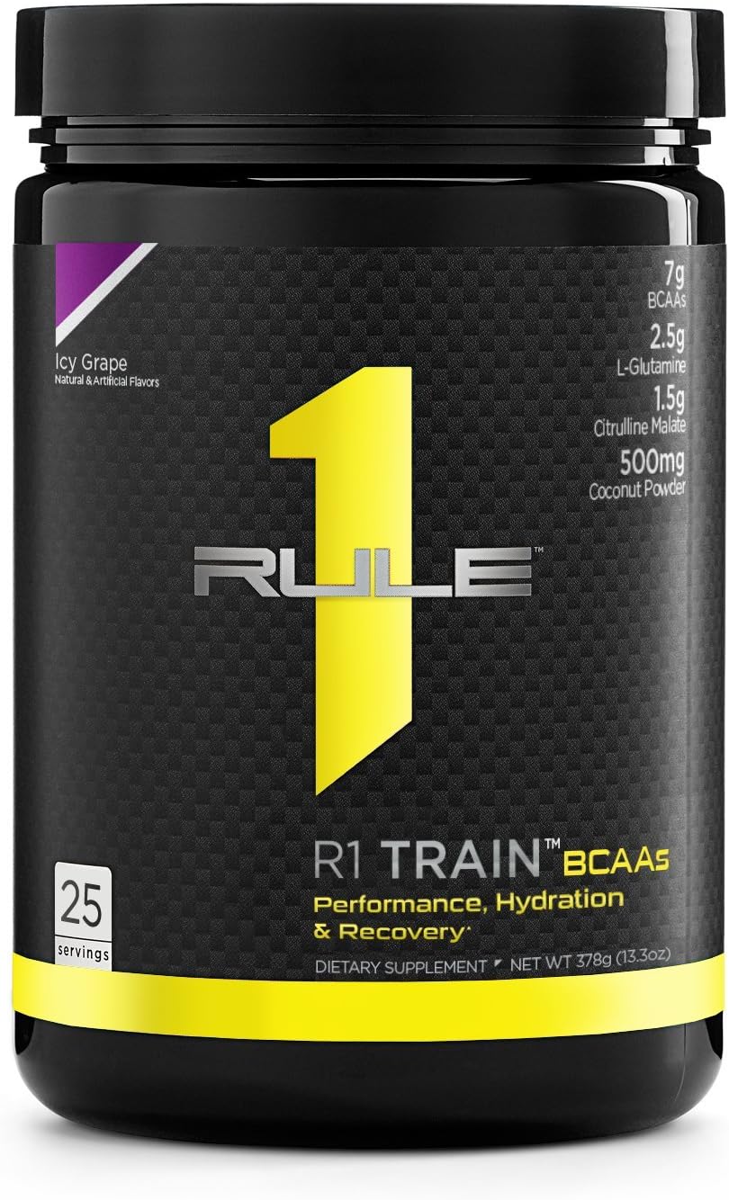 Rule1 R1 Train BCAA's 30 Servings Electrolytes 450 g, Grape (30 Servings)