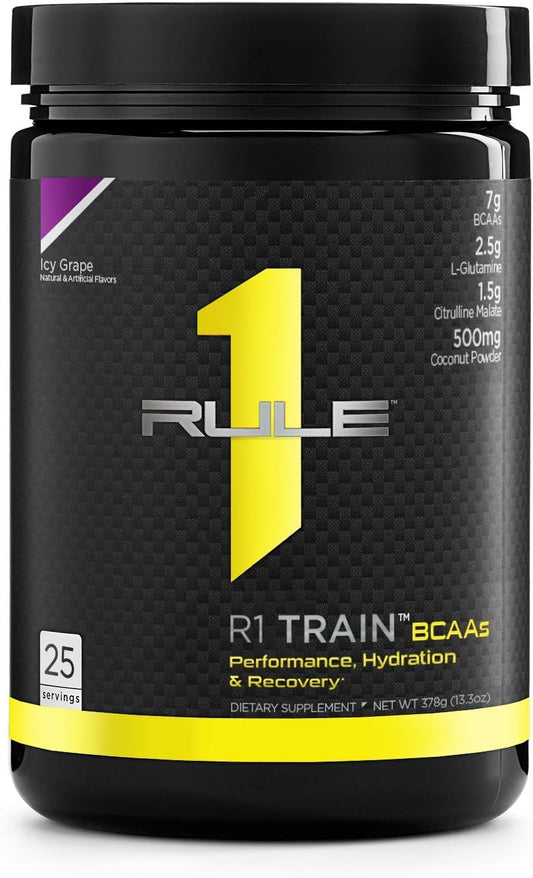 Rule1 R1 Train BCAA's 30 Servings Electrolytes 450 g, Grape (30 Servings)