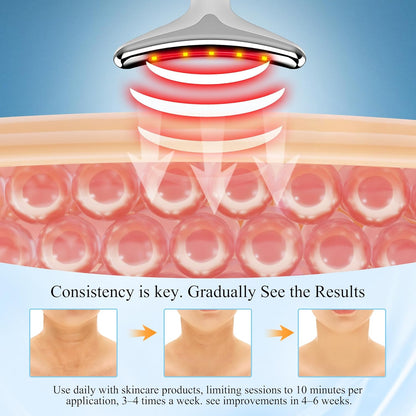 Red Light Therapy for Face, LED Facial & Neck Contouring Device, Face Massager for Reduce Fine Lines & Double Chin, Rejuvenate, Face Lift & Neck Tightening - at Home Daily Skin Care Sculpting Tool