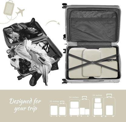 4pcs Packing Cubes, Compression Packing Cubes for Travel compression bags for Packing Organisers Expandable Storage Travel Accessories Luggage-Beige