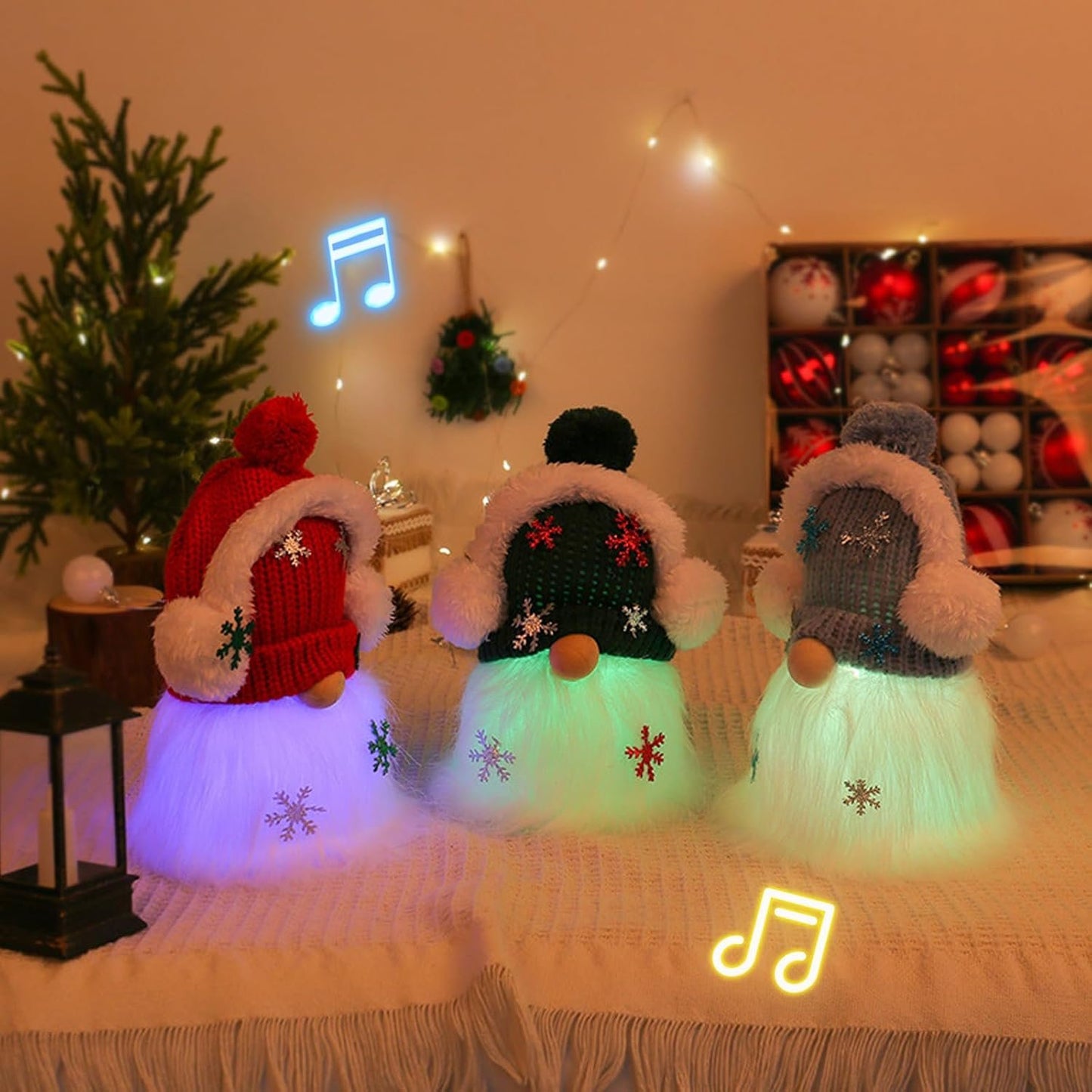 DAZZTIME Christmas Gnome with LEDs, 3 Pieces Bright Christmas Gnomes, Christmas Gnomes, Christmas Gnomes, Christmas Gnomes, Christmas Gnomes Set, Bright Christmas Decorations with Lights and Music