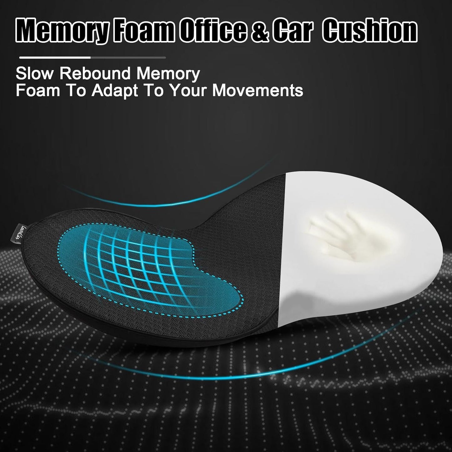 WODHMIEY Car Seat Cushion, Thicker High Back, Front, Breathable Fabric, Ergonomic Design, 440 * 240 * 95mm, Memory Foam Car Seat Pad for Car Truck Seat Office Chair Wheelchairs (Black)