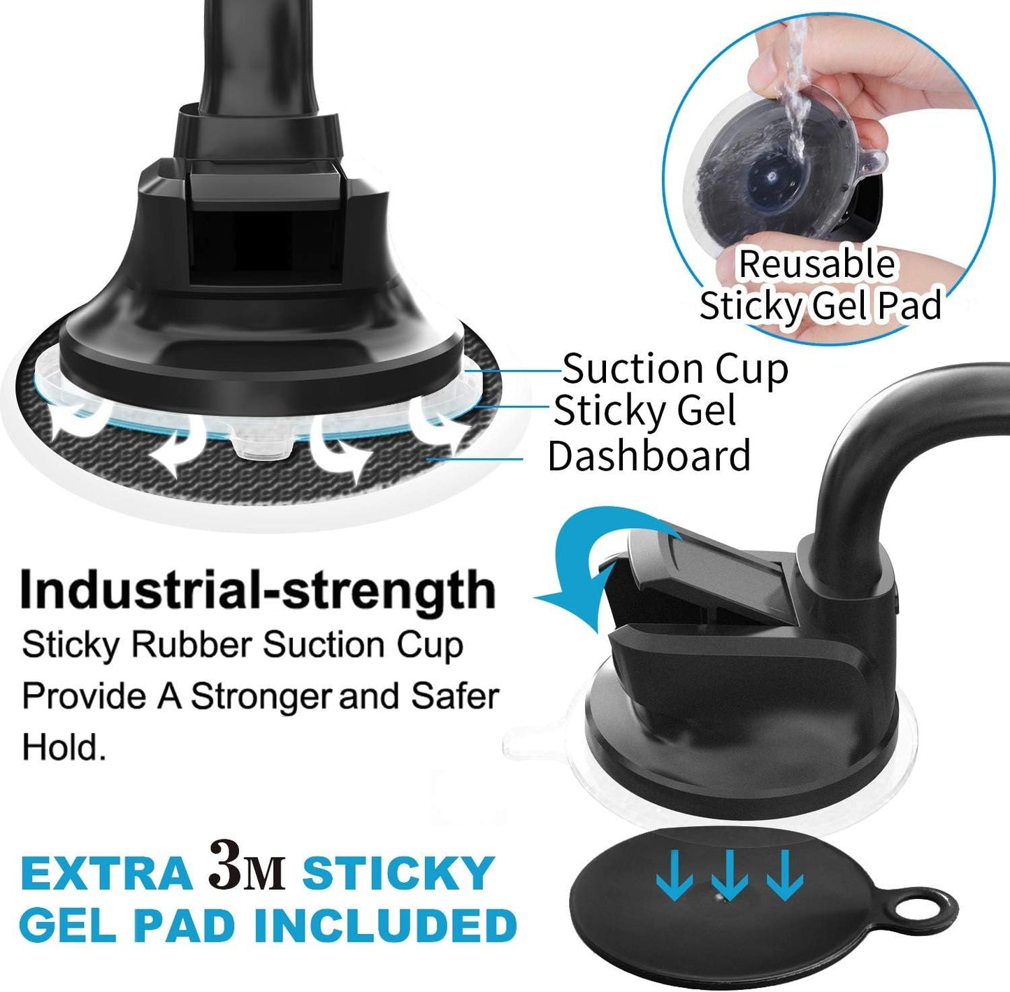 Magnetic Car Mount, Universal Magnetic Phone Car Mount with 6 Strong Magnets, Windshield Phone Mount, Suction Cup Phone Holder, Magnet Phone Holder fit All Smartphones & Mini Tablets Large Devices
