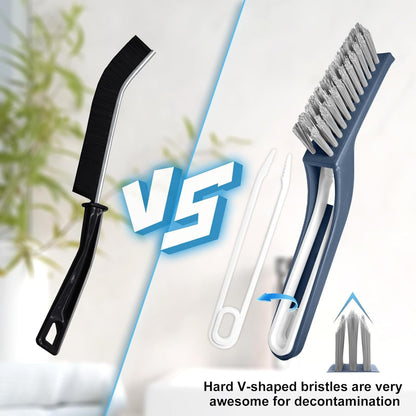 QAGOBDI Cleaning Brush for Household, Bathroom Hard Bristle Crevice Cleaning Brush Tools, 2 PCS Bathroom Gap Brush with Long Gandle Embedded Stolen Goods Clip