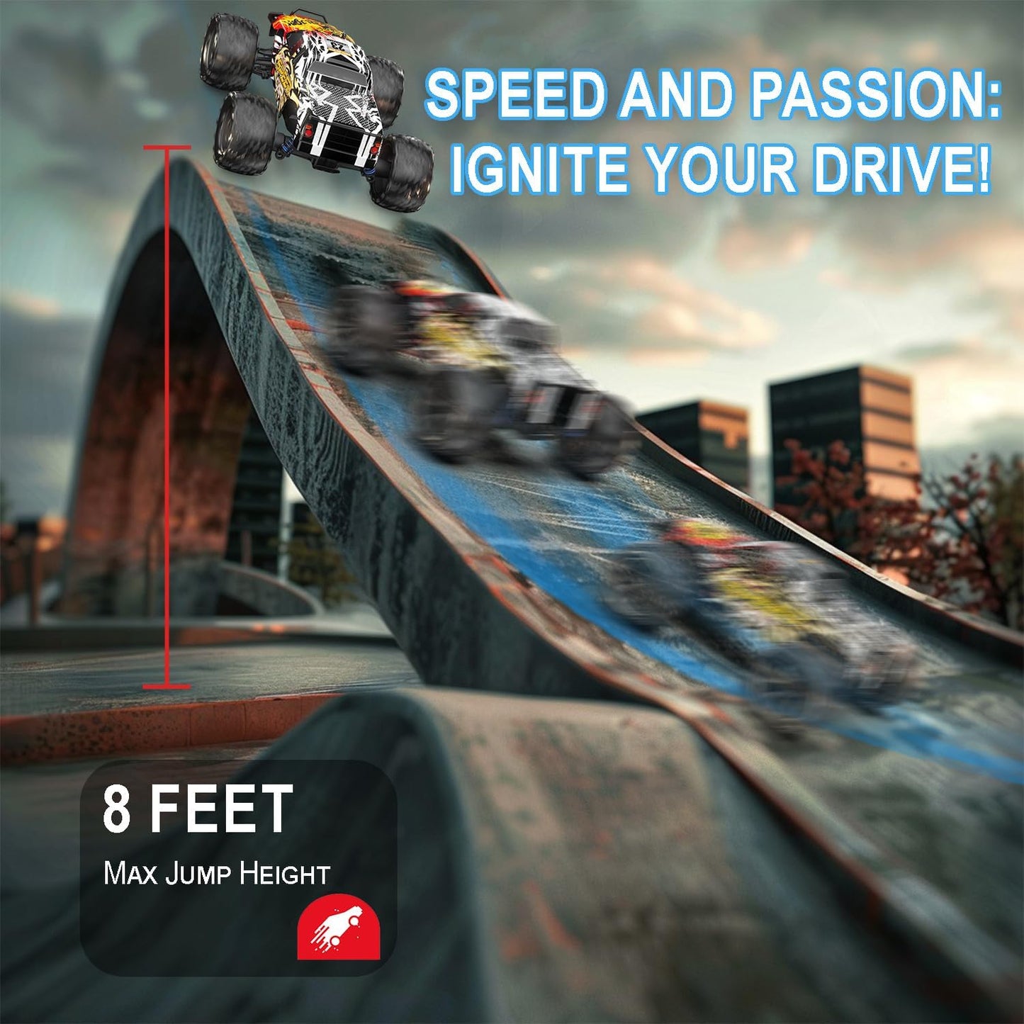 DEERC RC Cars 9310 High Speed Remote Control Car for Adults Kids 30+MPH, 1:18 Scales 4WD Off Road RC Monster Truck,Fast 2.4GHz All Terrains Toy Trucks Gifts for Boys,2 Batteries for 40Min Play