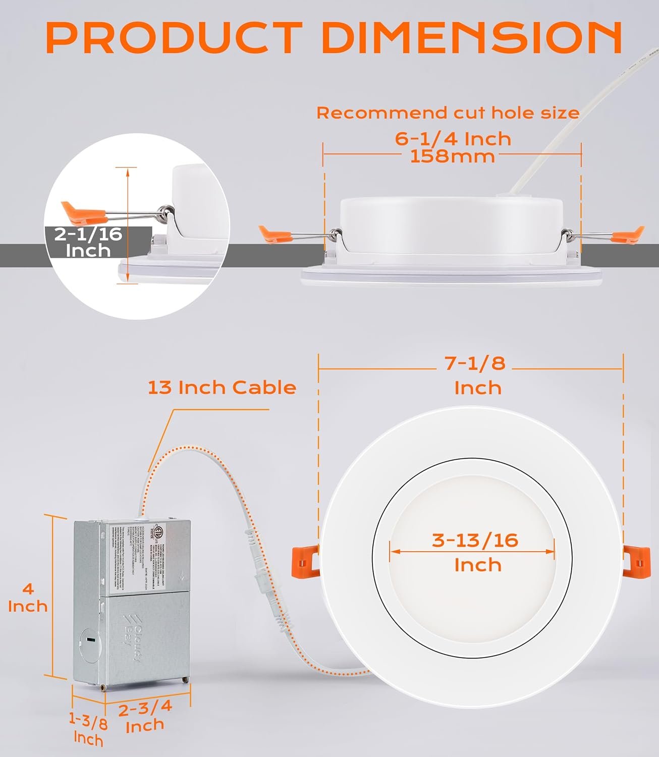 CLOUDY BAY [4 Pack] 6 Inch Gimbal Smart Recessed Lighting with Gradient Accent Light and Night Light,15W 2700K~6500K RGB LED Recessed Lights, Compatible with Alexa and Google Home Assistant