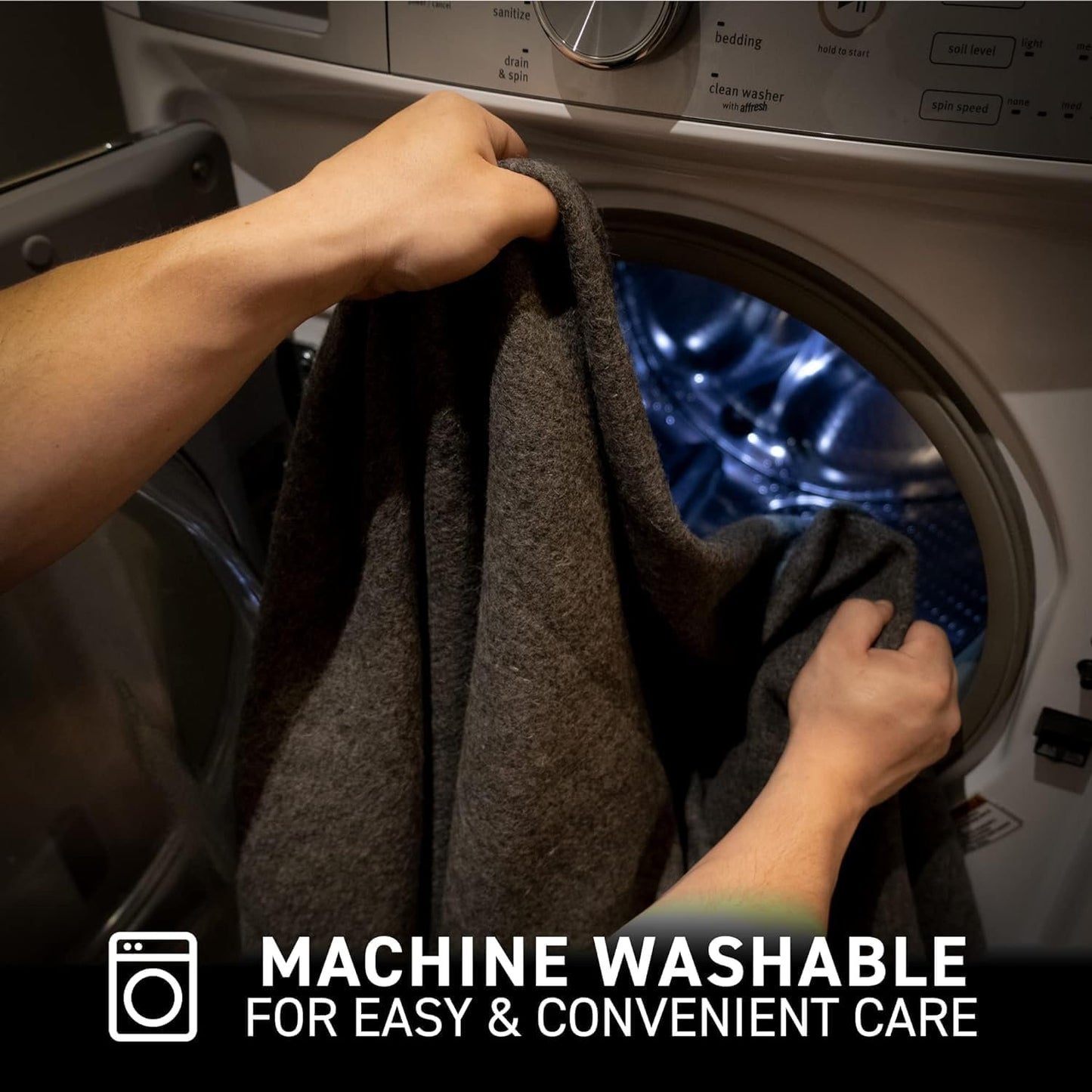 72HRS Wool Blanket, Washable, Durable, Warm, Lock Stitching, 2.0 lbs, 51” x 80”, Autumn, Winter, Survival Kit, Emergency, Recreational Use (50% Wool, 1 Pack)