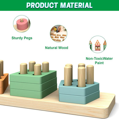 OSLINE Montessori Educational Toys for 1 2 3 Year Old,Toddler Wooden Toys Shape Sorter Stacking Toys,1-5 Year Old Boy Girl Gifts,Wooden Blocks Puzzle Learning Toys,Easter Birthday Gifts